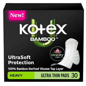 Kotex Bamboo Ultra Thin Pads with Wings, Heavy Absorbency