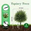 Der Rose 23" Artificial Cedar Topiary Ball Trees with Ground Spike Set of 2 Outdoor Artificial Plants UV Resistant Artificial Shrubs Fake Bushes for Front Porch Garden Decor