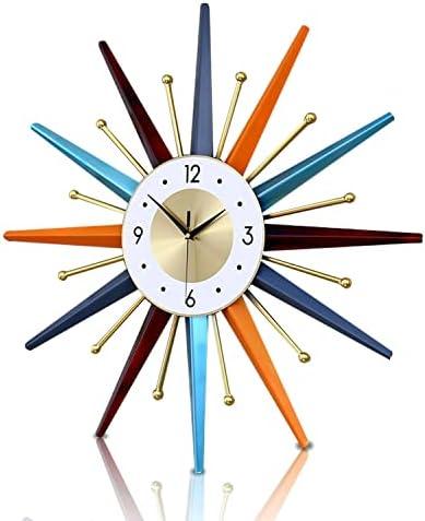 FIELDY Large Wall Clock 22 Inch Mid Century Wall Clocks Starburst Clock Non Ticking Battery Operated 3D Wall Clocks Home Décor for Living Room, Kitchen, Dining Room, Bedroom