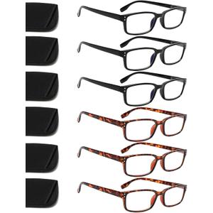 Kerecsen 6-Pack Reading Glasses Blue Light Blocking,Spring Hinge Readers for Men Women,Computer Eyeglasses