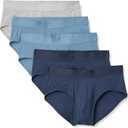 Amazon Essentials Men's Super Soft Modal Fabric Brief, Small, Deep Blue/Grey Marl/Navy