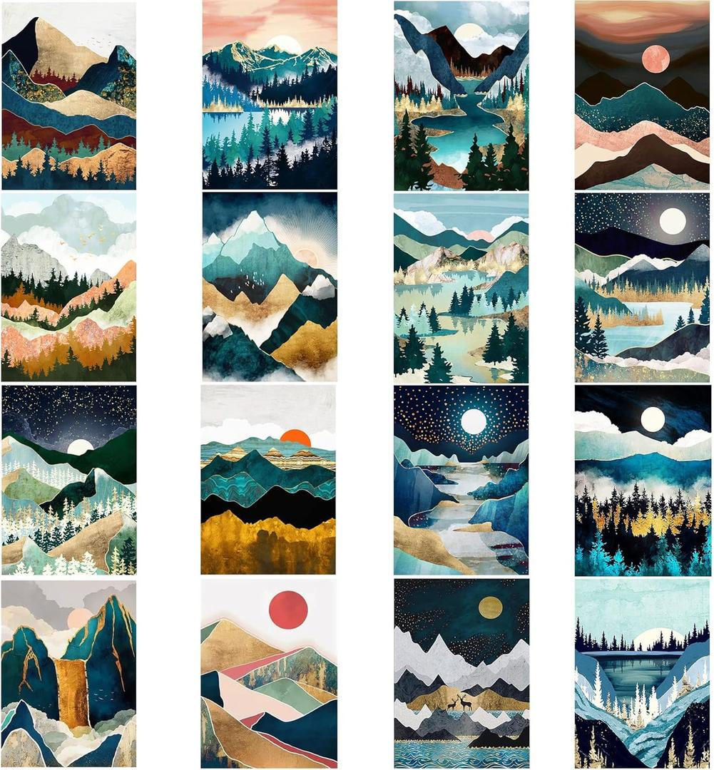 WARM FOX Pack of 16 Diamond Painting Kits,5D Diamond Art Kits for Adults Full Drill Diamond Paintings Kit Crafts for Adults Kids Beginners Home Wall Decor Gift 12X16inch