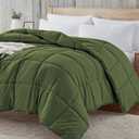 Homelike Moment Twin Comforter Duvet Insert - Olive Green Down Alternative Bed Comforter Twin Size, Lightweight Bedding Comforters Quilted Soft All Season Reversible Olive Green