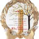 40th Anniversary Wedding Gift Crystal Plate with Gold Leaf Wreath - Happy 40th Anniversary Wedding Decorations Gifts for Parents Couple - 40th Wedding Anniversary Unique Gift