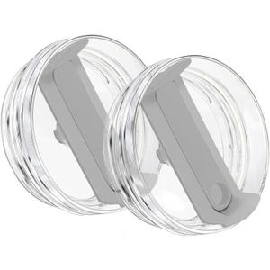 2pcs Tumbler Lid for 40oz Stanley Cup,Replacement 40 oz Tumbler Lid,Dustproof Spill Proof Splash Resistant Tumbler Lids Reusable Tumbler Cover for Stanley and More Coffee Mugs (Transparent Grey)