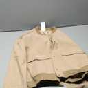 Tankaneo Womens Cropped Bomber Jackets Casual Button Down Long Sleeve Stand Collar Varsity Shacket Coats (Medium, Khaki)