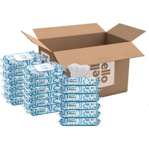 Hello Bello Extra Gentle Unscented Baby Wipes, Plant Based, Made with 99% Water and Aloe for Babies and Kids, 1080 Count