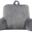 TNLOJI Reading Back Pillow with Arms Back Support Designed for Sitting Up in Bed and Couch, Gray