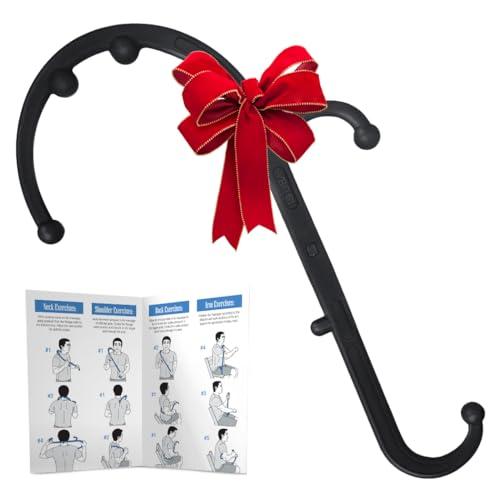LiBa Back and Neck Massager - Trigger Point Massage Tools for Pain Relief and Manual Massage Hook Therapy Handheld Back Neck Shoulder Massager Black - Gift for Women & Men