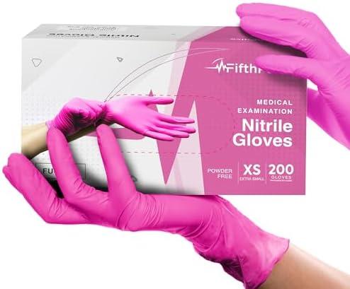 FifthPulse Fuchsia Hot Pink Nitrile Disposable Gloves - 3 Mil Nitrile - Powder and Latex Free - Surgical Medical Exam Gloves, Medium