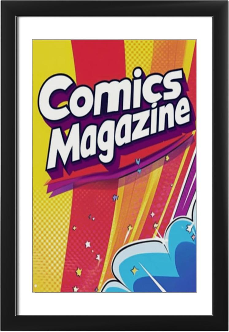eletecpro Comic Book Frame, 1 Pack 8x12 Picture Magazine Frame with Black White Double-sided Mat, Fits Current Single Comic Book up to 6 3/4" x 10 1/4", Wall Mount or Tabletop Display, Black