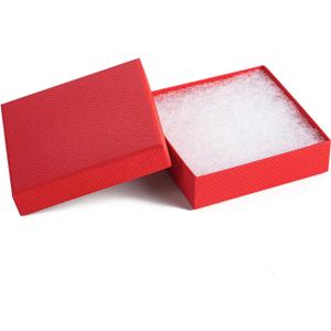 Magicool 20 Pack 3.5x3.5x1 Inch Red Cardboard Jewelry Boxes, Gift Boxes with Lids and Cotton, Perfect for DIY, Wedding, Engagement, Mother's Day, Birthday