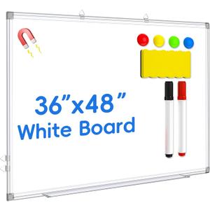 Magnetic Whiteboard, 36x48 Inch, Large Wall Mounted Dry Erase Board, White Board with Aluminum Frame for Home Office Classroom