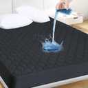 Twin XL Quilted Fitted Waterproof Mattress Pad, Breathable Premium Soft Filling Mattress Protector, 8-21 Inches Deep Pocket Noiseless Mattress Cover (Grey)