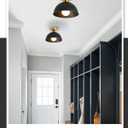 Industrial Semi Flush Mount Ceiling Light with Gold Plate and Matte Black Shade, Farmhouse Ceiling Light Fixture for Kitchen Island Dining Room Foyer Hallway Porch Barn Loft10in (Black)