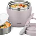 Itslife 32oz Insulated Soup Thermo, Vacuum Stainless Steel Food Jar for Hot & Cold Food, Leakproof Wide Mouth Lunch Container with Spoon, Light Purple