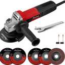 AVID POWER Angle Grinder 7.5-Amp 4-1/2 inch Electric Grinder Power Tools with Grinding Wheels, Cutting Wheels, Flap Disc and Auxiliary Handle for Cutting, Grinding, Polishing & Rust Removal - Dark Red