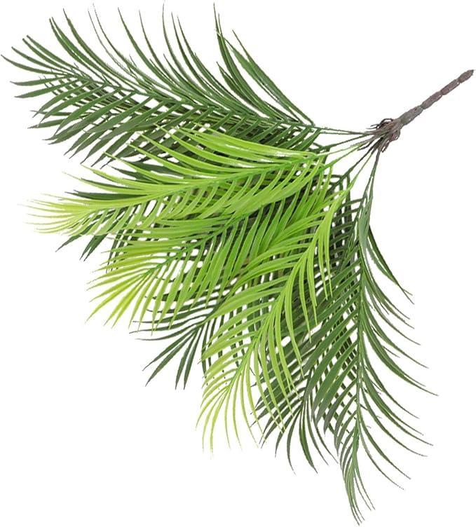 2Pcs Realistic Fake Sago Cycas Leaves Plastic Plants for Housewarming Present Vivid Greenery Garden Ornament for Home Office Indoor Outdoor