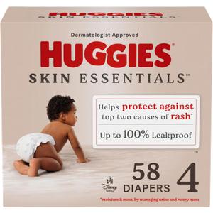 Huggies Size 4 Diapers, Skin Essentials Baby Diapers, Size 4 (22-37 lbs), 58 Count 
