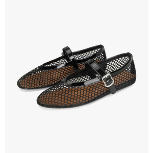 DOEYG Mesh Ballet Flats for Women Buckle Strap Comfy Casual Office Fishnet Ballerina Flat Shoes 10