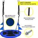 PACEARTH 40 Inch Saucer Tree Swing Flying 900lb Weight Capacity 2 Added Hanging Straps Adjustable Multi-Strand Ropes Colorful Safe and Durable Swing Seat for Children Adults - Blue