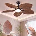 52" Modern Tropical Ceiling Fan with Light and Remote for Bedroom, Large