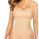 Nebility Womens' Waist Trainer Seamless Round Neck Tummy Control Shapewear Bodysuit (Beige, 6)