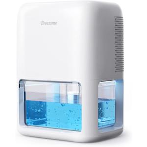 BREEZOME 60 OZ Dehumidifiers for Home, Dual-Semiconductor Quiet Dehumidifier with Timer Sleep Mode Auto-Off 7 Colors Light Portable Small Dehumidifiers for Bathroom, Cloakroom, RV (White)