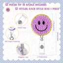 Tinlade 12 Pcs Smile Face Badge Reels Bulk Retractable Felt Badge ID Clip Happy Face Name Tag Holders for Nurse Doctors Teacher Team Coworkers Employee Office Graduation Favors (Assorted Color)