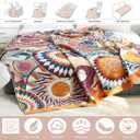 Boho Throw Blanket for Bed 100% Cotton Bohemian Blankets Ultra Soft Woven Muslin Decorative Blankets All Seasons Vintage Quilt Knitted Blanket for Sofa Chair (Colorful, 50"x60")