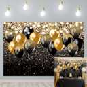 Black Gold Balloon Backdrop Birthday Wedding Prom Graduation Photography Background Black Gold Glitter Bokeh Birthday Party Cake Table Decorate Props 8x6FT (8x6FT(width 240cm x Height 180cm))