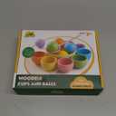 Montessori Larger Ball in Cup Color Sorting Toy for Toddlers Wooden Rainbow Ball Color Matching Toy - 7, 46mm