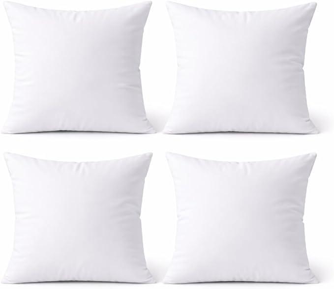 Fabornus Premium 18 x 18 Throw Pillow Inserts, Set of 2 Hypoallergenic Square Form Decorative Pillows for Sofa Couch Bed and Chair 18 inches