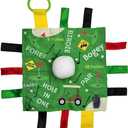 Baby Jack & Co 10x10 Golf Ball Sports Lovey Sensory Plush Blanket - Tag Toys for Sensory Play - Travel Stroller Toy - Learn Shapes, Letters & Colors - Sports Gift Educational and Soother