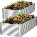 2pcs Tall 8ft Galvanized Raised Garden Bed Outdoor,Above Ground Garden Bed for Vegetable,Metal Raised Beds for Flower,Steel Raised Beds for Gardening - 8x3ft