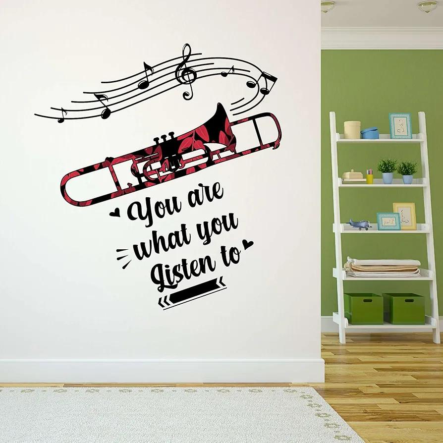 Trumpet Floral Themed with Musical NotSize: 27 in x 30 in