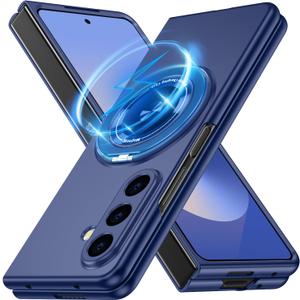 JUMIUSTNBfor Galaxy Z FOLD 7 Case with Magnetic Ring Stand,Matte Tough Case | with Stand,Magnetic Men Women Girls boys Protective Cover for Galaxy Z FOLD 7 8.2",Blue(15-28)