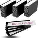 Availey 60 Pack Magnetic 'C' Channel Label Holders for Metal Racks and Shelves with Protective Films and Replacement Strips 3" x 1"