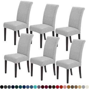 Joccun Chair Covers for Dining Room Set of 6,Dining Chair Slipcovers Stretch Dining Room Chair Covers Seat Protector,Washable Parsons Chair Cover for Home,Hotel,Banquet(Silver,6 Pack) 14"D x 14"W x 20"H