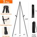 JEAWIWI 3PCS Black Easel Stand for Wedding Sign Stand, 66 Inch Lightweight Adjustable Art Easel for Display, Wedding Sign, Poster, Black Metal Easel with Portable Bags