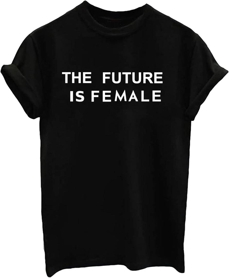 BLACKMYTH Women's Cute Graphic T Shirts Funny Tops Short Sleeve Tees (X-Large) Black