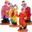 Toyvian Clown Dolls Circus Figurine Mini Statues Resin Toy Model Ornament Table for Kids, Stakes Yard Garden Decor, 4 Random Style