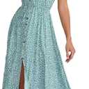 BROVAVE Women's 2026 Summer Casual Boho Sundress Polka Dot Spaghetti Strap V Neck Flowy Midi Dresses (Light Green, M)