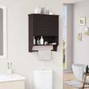 Bathroom Cabinet, Bathroom Wall Cabinet with 2 Doors and Adjustable Shelf, Wooden Medicine Cabinets Wall Mount, Over The Toilet Storage, 22.4"D x 7.5"W x 27.6"H