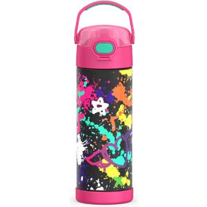 THERMOS FUNTAINER 16 Ounce Stainless Steel Vacuum Insulated Bottle with Wide Spout Lid, Graffiti Girl