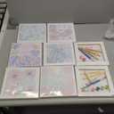 RoundFunny 8 Set Paint by Numbers Kit for Adults with 8x8 Inch Mini Simple Painting Canvas Wooden Frame Easel Acrylic Paints Brushes Funny Numbers Drawing Kit for Gift Home Wall Decor(Simple Blossom)