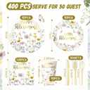 400 Pcs Happy Retirement Party Supplies Wildflower Themed Retirement Disposable Paper Plates Napkins and Cups for The Aged Women Say Goodbye Decorations