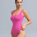 Mobeso Women's Tank Top Bodysuit - Sexy Sleeveless Square Neck Thong Body Suit Basic Layering Top Daily Outfits Sleek
