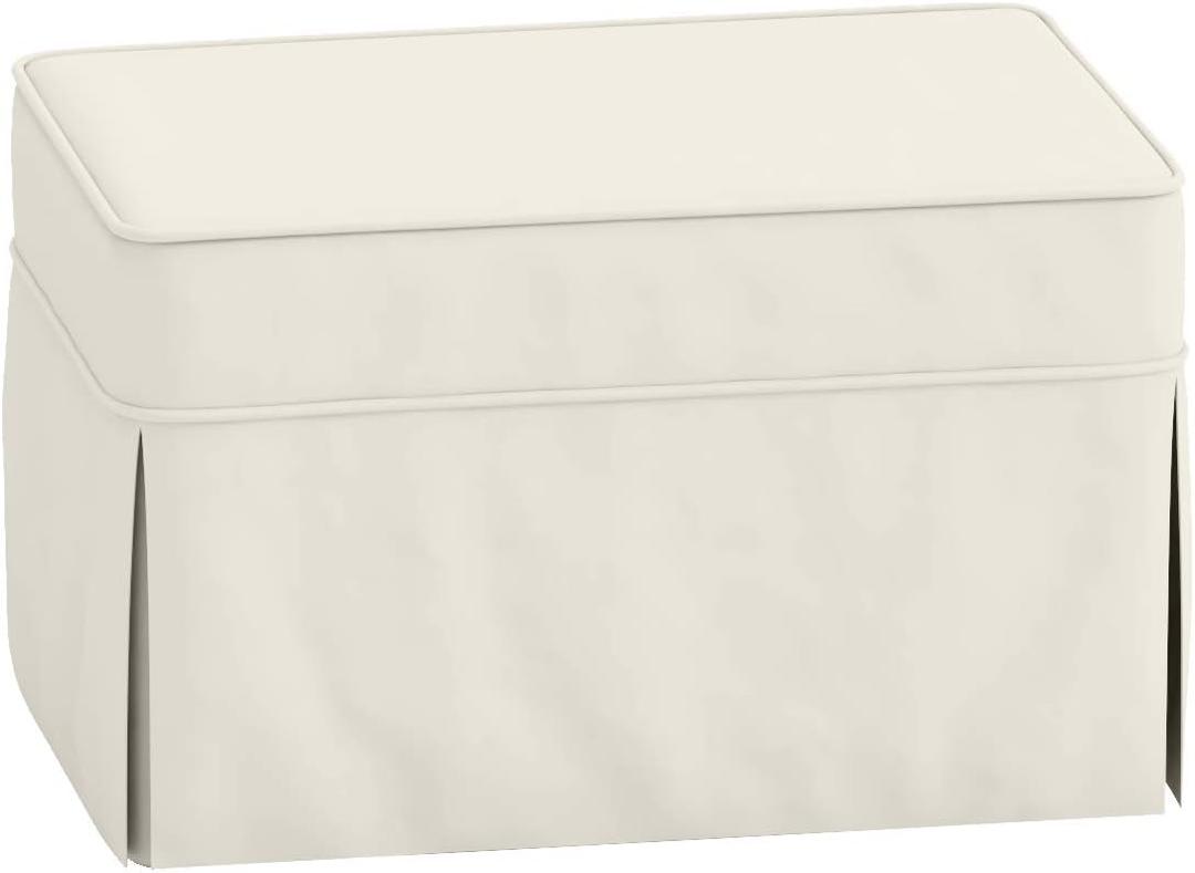 The Cotton Ottoman Slipcover Replacement. It Fits Pottery Barn PB Basic Ottoman. Dense Cotton Sofa Footstool Cover (Beige)