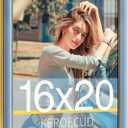 16x20 Velvet Picture Frame, Spruce Blue 16x20 Velvet Photo Frame with Vintage Gold Border, 16 by 20 Poster Frame with HD Real Glass Horizontal & Vertical Display for Tabletop and Wall Decor (1 Pack)